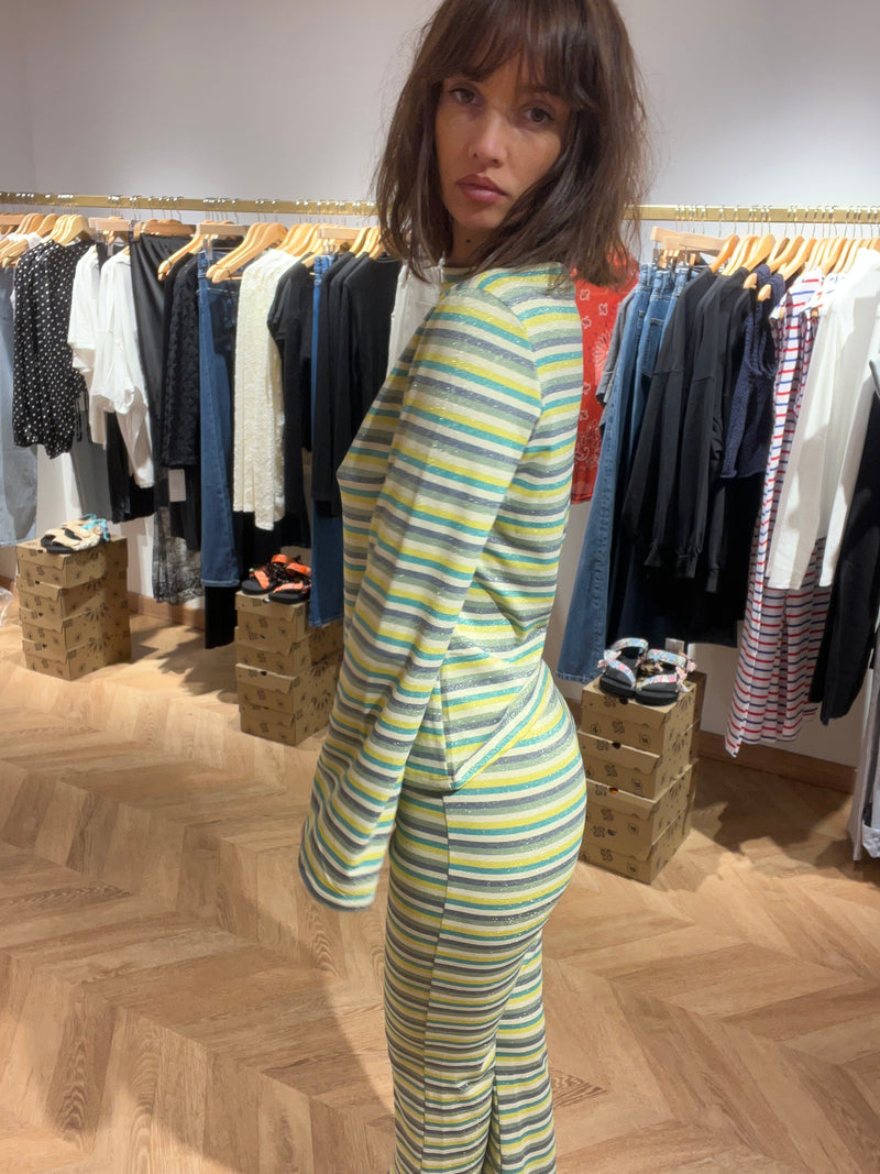 Pantalon rayé vert
