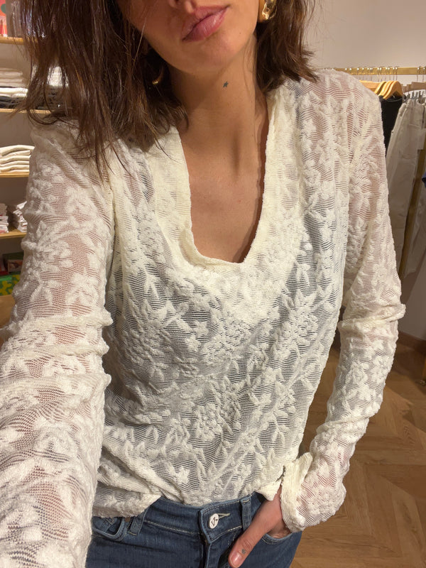 Sous Pull blanc dentelle